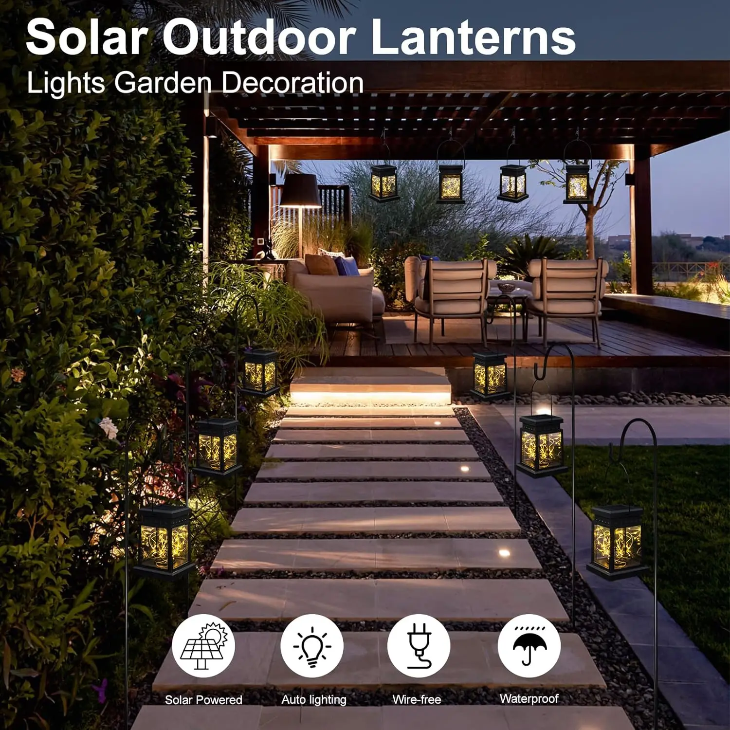 Solar Retro Palace Lantern Outdoor Floor Lights Lawn Landscape Hanging Atmosphere Candle Lighting Lamp Floor Yard Garden Decor