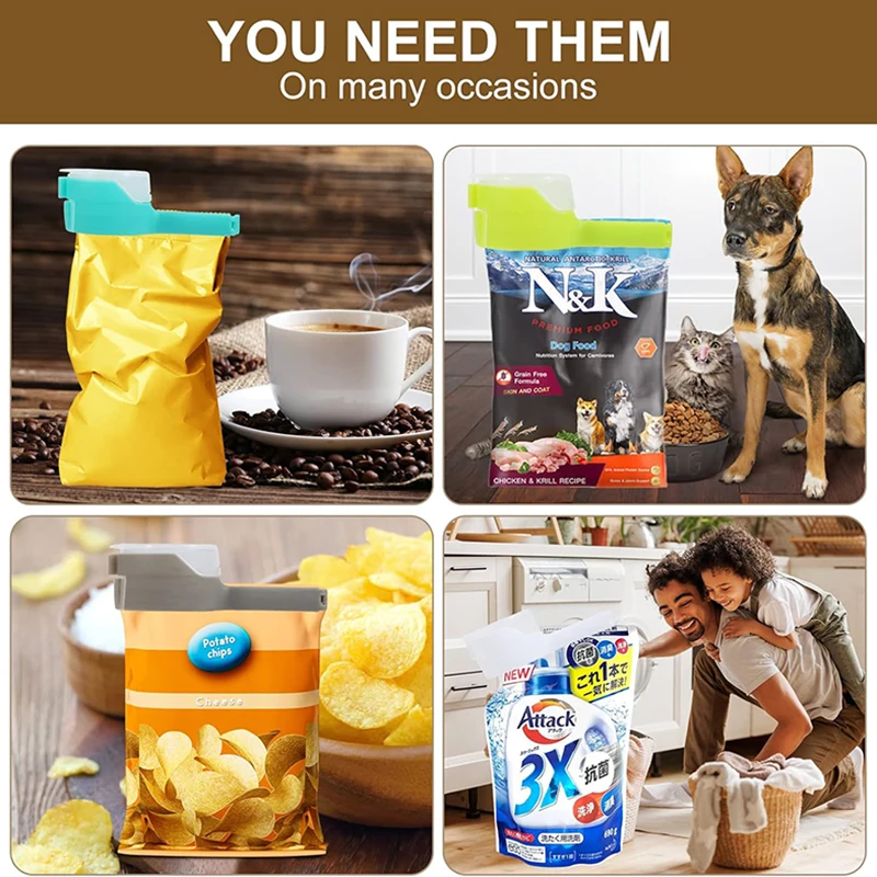 Kitchen Bag Clips For Food Storage Sealing Clips With Pour Spouts Food Sealing Plastic Cat Dog Food Storage Organizer