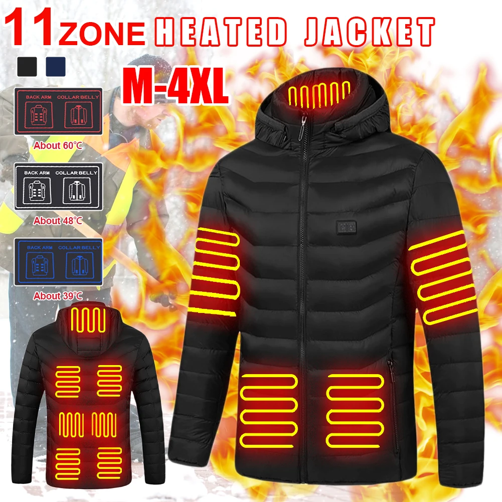 

11 Areas Heated Jackets Men Women Winter Outdoor Electric Heating Jackets USB Charge Thermal Coat for Skiing Camping
