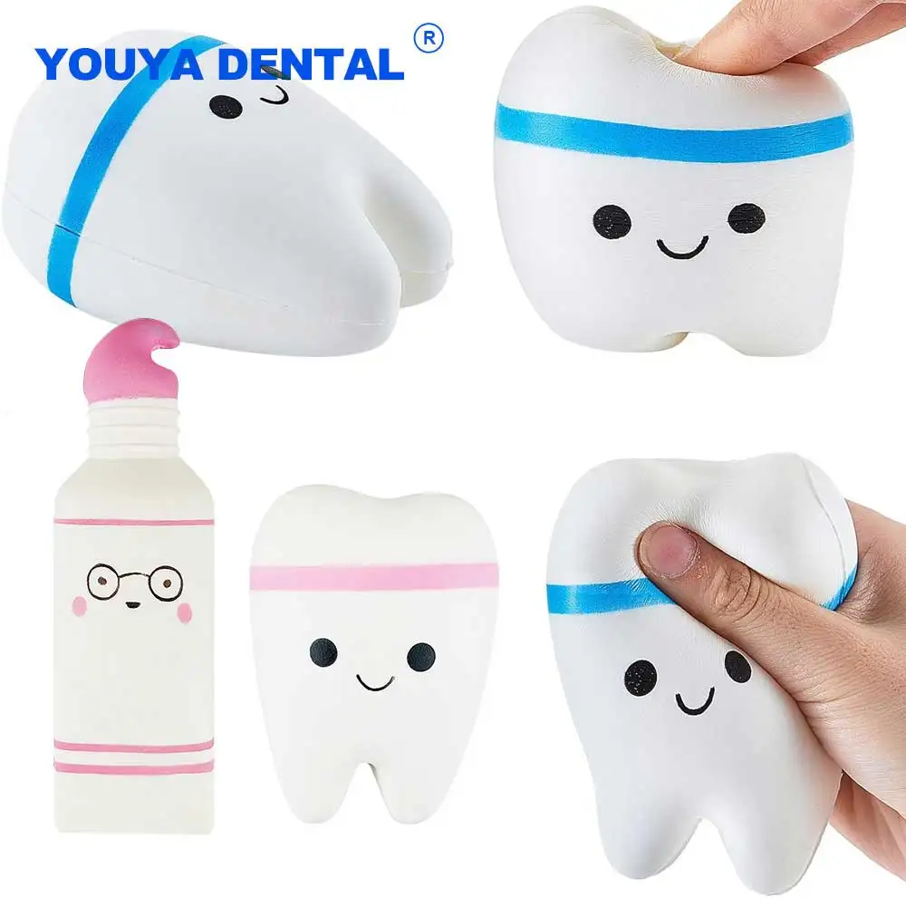 치과 치아 모양 짜기 귀여운 천천히 상승 선물 치아 그림 Squish Antistress Kids Stretchy Relax 치과 의사 클리닉 선물 기념품