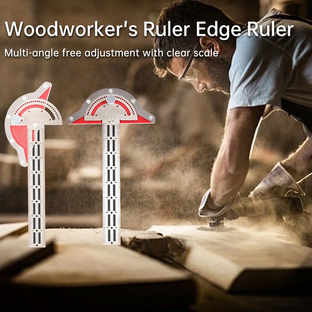 0-180 Degree Angle Gauge Woodworkers Edge Ruler Stainless Steel Protractor Angle Finder Ruler Precision Carpenter Measuring Tool