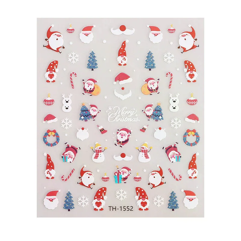 Cute Christmas DIY Nail Decals Sliders - Gingerbread Santa Cat Xmas Tree Bell Stickers for Holiday Party Manicure Decor