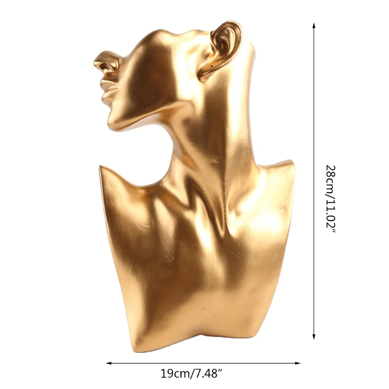 Bust Earring Display Stand Resin Mannequin Necklace Jewelry Display for Pendant Earring Jewelry Display Rack（Gold）