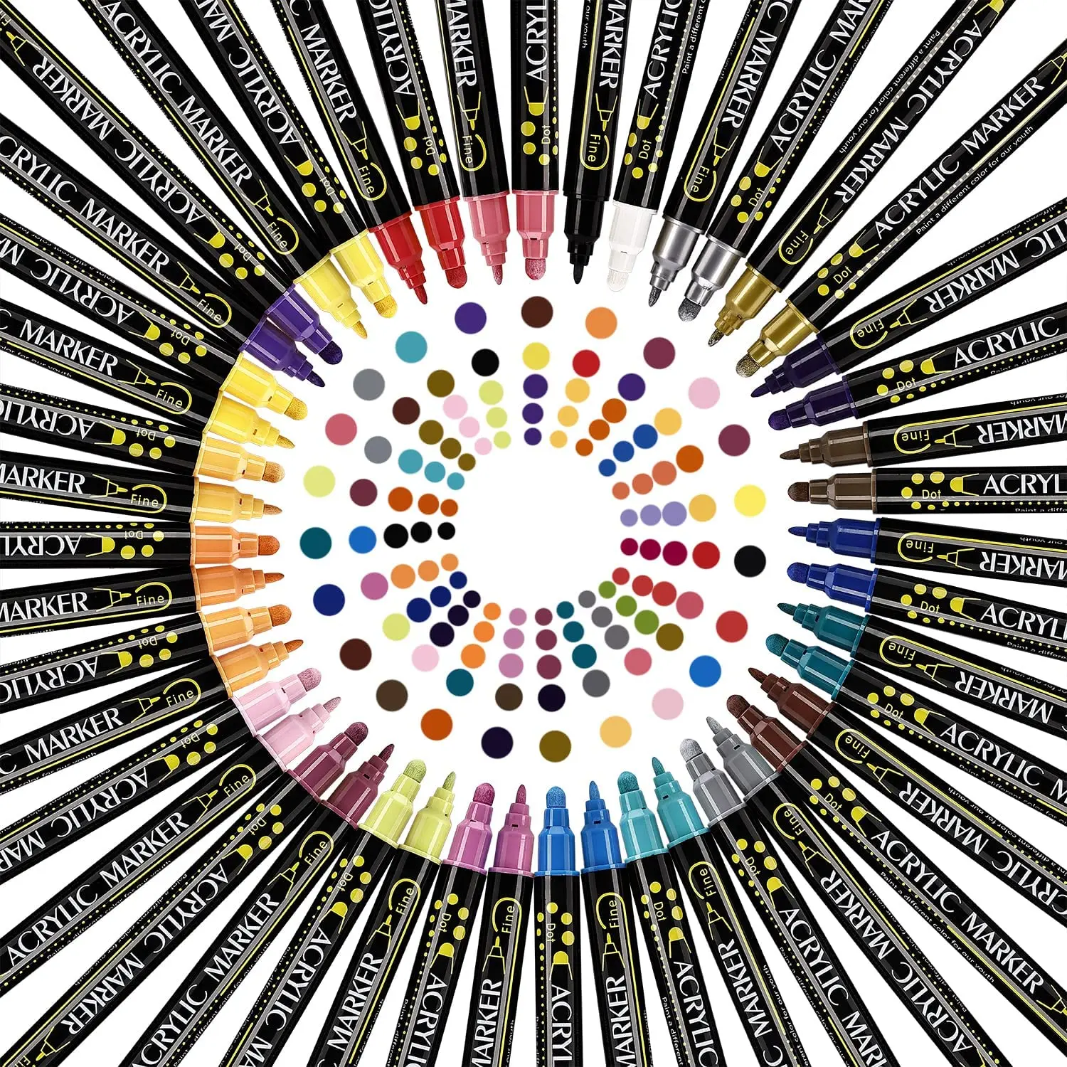  Betem 24 Colors Acrylic Paint Markers Paint Pens
