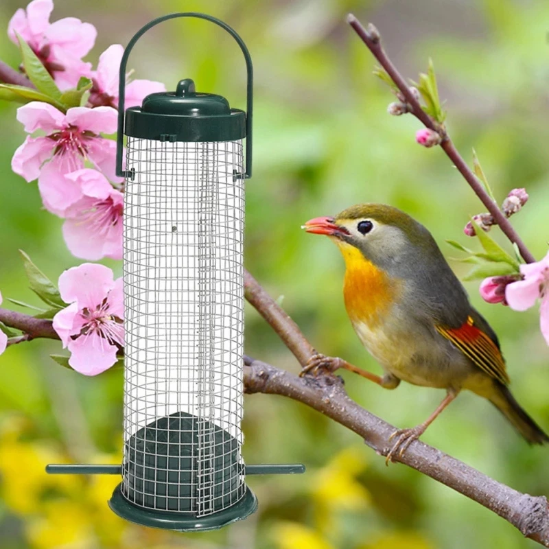 12/4PCS Green Outdoor Hanging Bird Feeder Plastic Wild Bird Peanut Seed Nut Feeder Hanger Supplies Standing