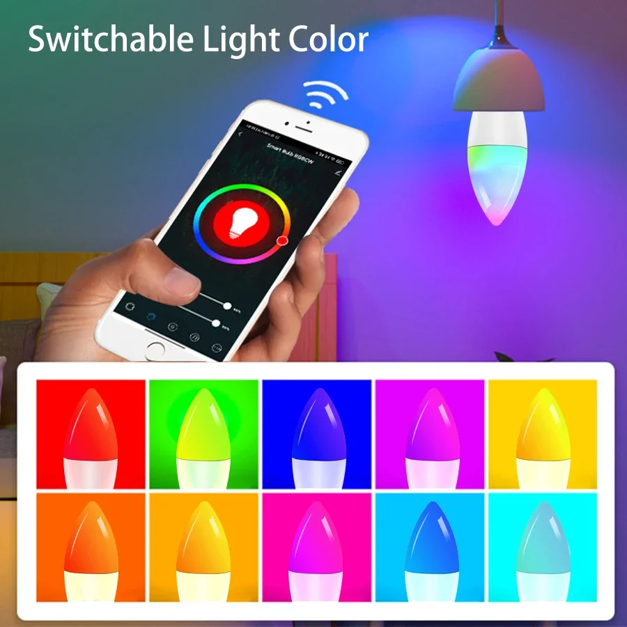 Tuya Smart WiFi LED Bulb E14 Candle Light 220V 9W 7W 5W RGB Dimmable Lamp APP Voice Control Works With Alexa Google Home Decor