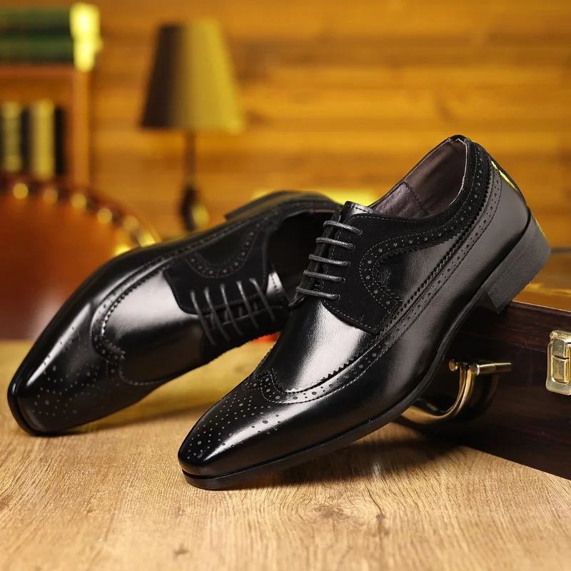 Men's Dress Shoes Classic Business Leather Shoe Lace Up Oxford Shoes Luxury Wedding for Men Casual Formal Loafers Big Size