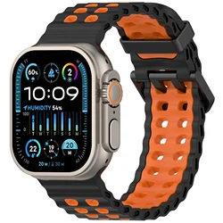 Breathable Silicone Sport Wristband - Ultra 3 2 1 49mm (Black orange)
