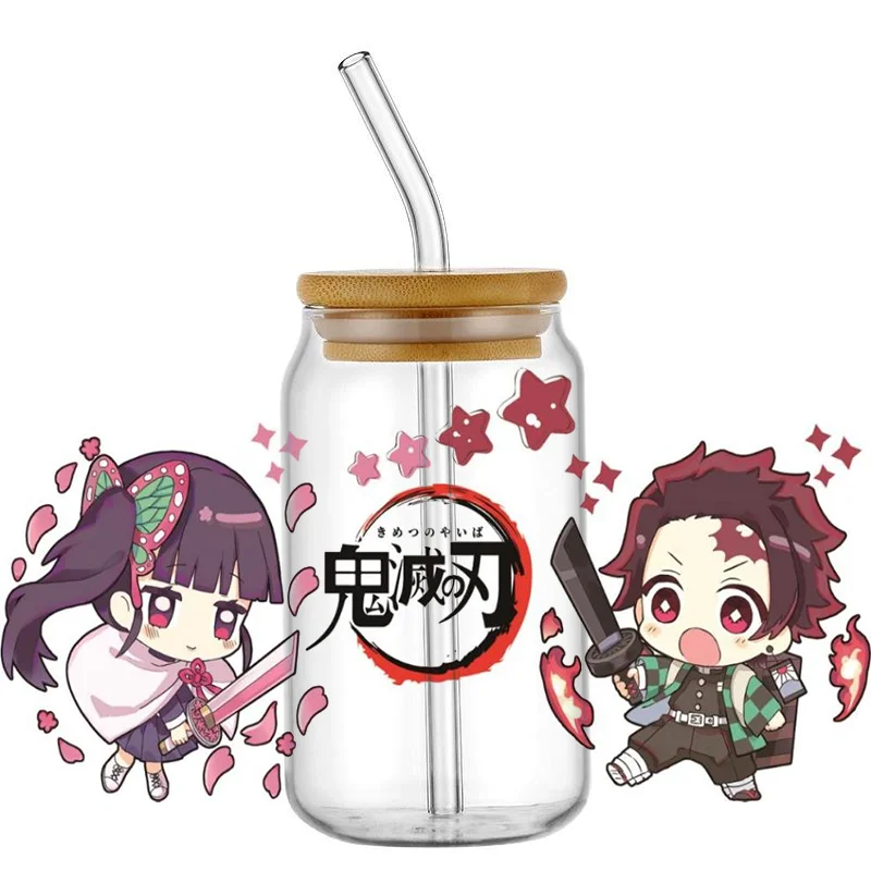 Miniso Sticker 3D Japanese Anime Characters Cartoon Couple 16oz UV DTF Cup Wrap Transfers Stickers DIY Mug Waterproof Decal
