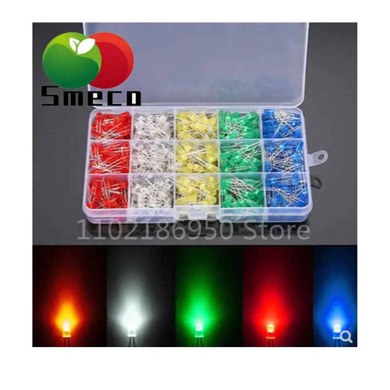 LED 발광 다이오드 박스형 발광관, F5, 5mm, 500 개, 레드, 화이트, 그린..