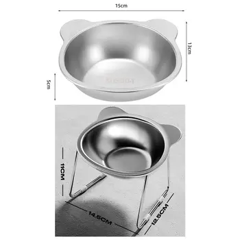 Raised Cat Bowls Tilted Neck Guard Cat Food Bowl 304 Stainless Steel Shatter-resistant Elevated 15° Pet Supplies for Puppy Cat 6