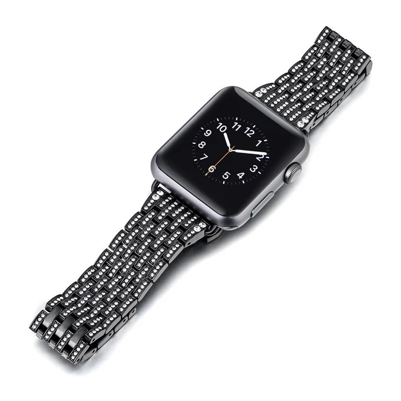 Luxury Diamond Metal Strap For Apple Watch Ultra 49mm 8 7 41/45mm For iWatch Series 6 5 432 44 40mm 42 38mm Stainless Steel Band
