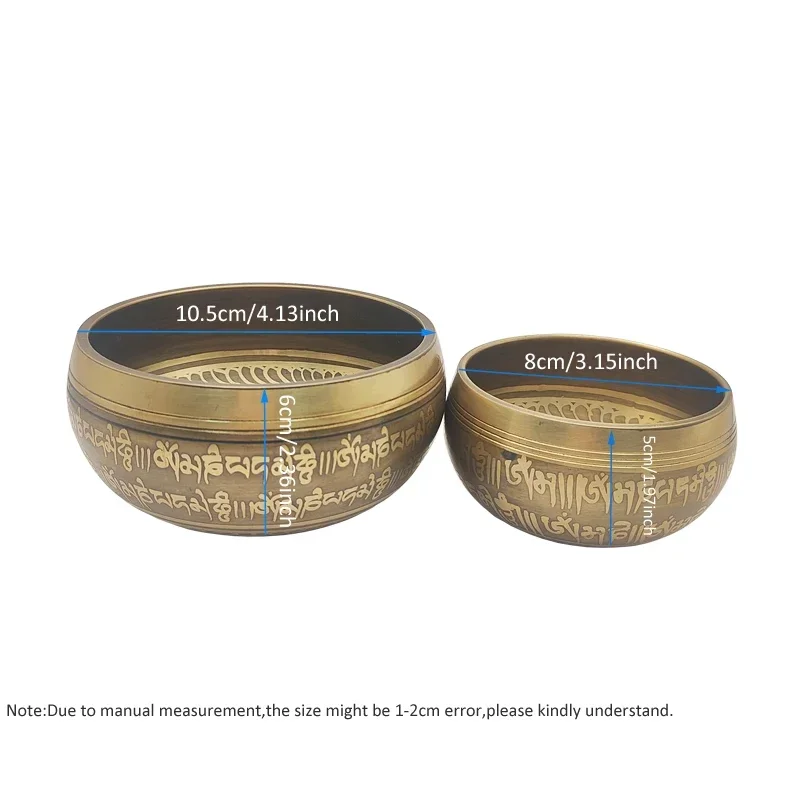 8cm/10.5cm Tibetan Singing Bowl Set,Totem with Sound,Nepal Handmade Song Bowl,Gift,Useful for Meditation,Yoga,Stress Relief 3