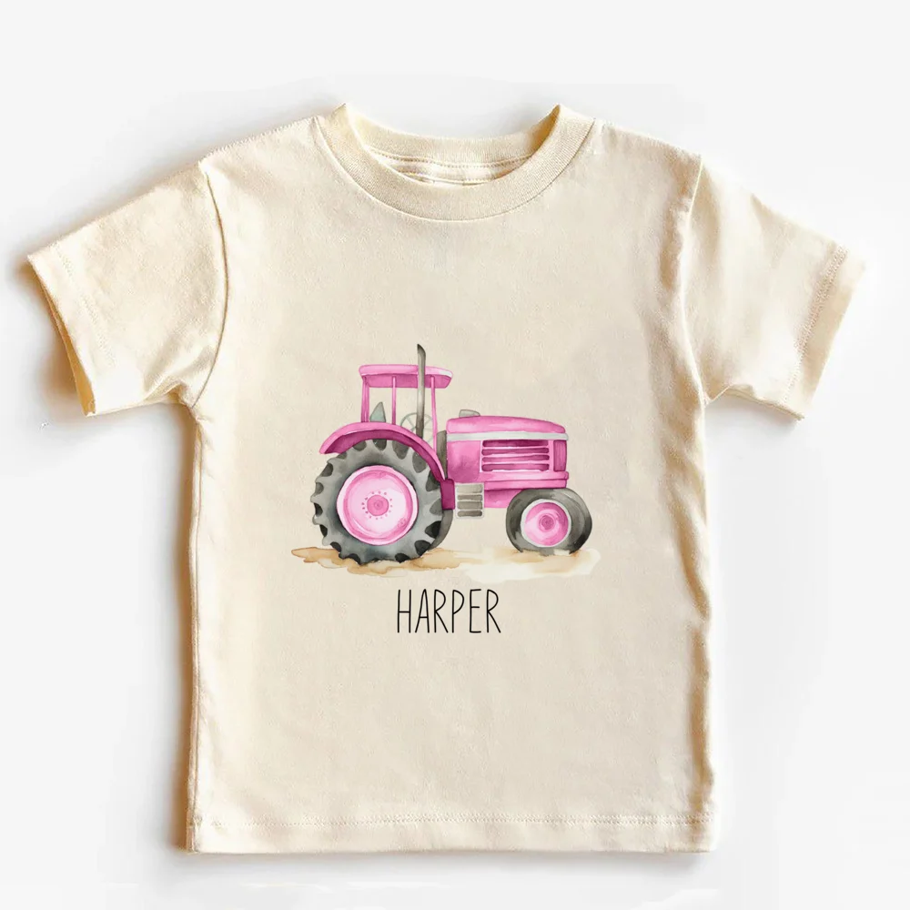 Personalized Tractor Toddler Shirt Halloween Kids T-Shirt Custom Name Farm Tractor Tee Boho Natural Kids Shirts 5