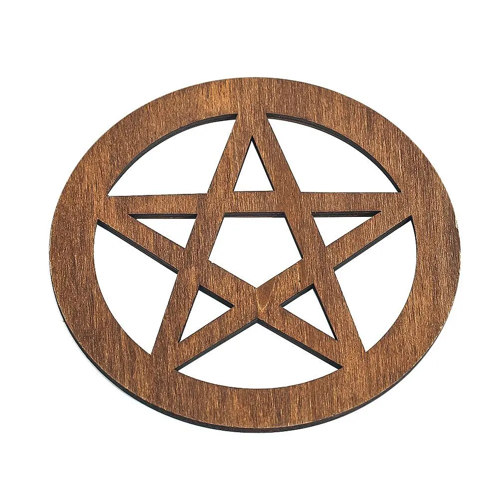 Wooden Astrology Pentagrams Board Game Altar Crystal Base Ceremonial Placemat Coaster wall Hanging Decor Crafts Wicca Supplies water absorbs diatom mud coaster non slip cup mat round placemat insulation anti scalding coaster marble table decor