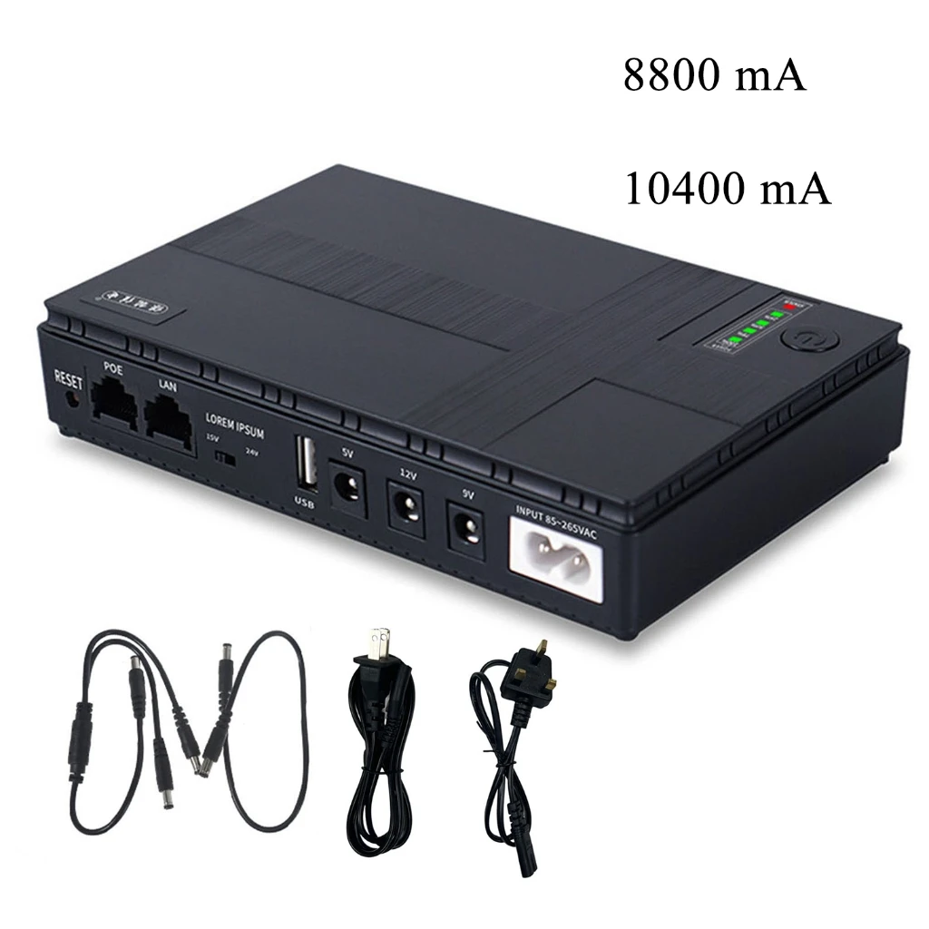 8800/10400mAh UPS 5V 9V 12V Uninterruptible Power Supply Backup For