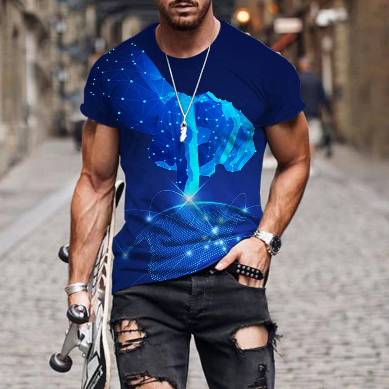 

2021 Hot Sale Summer Men And Women 3D Printing T-Shirt AI technology illustration Pattern O-Neck Comfortable Sports T Shirt Tops