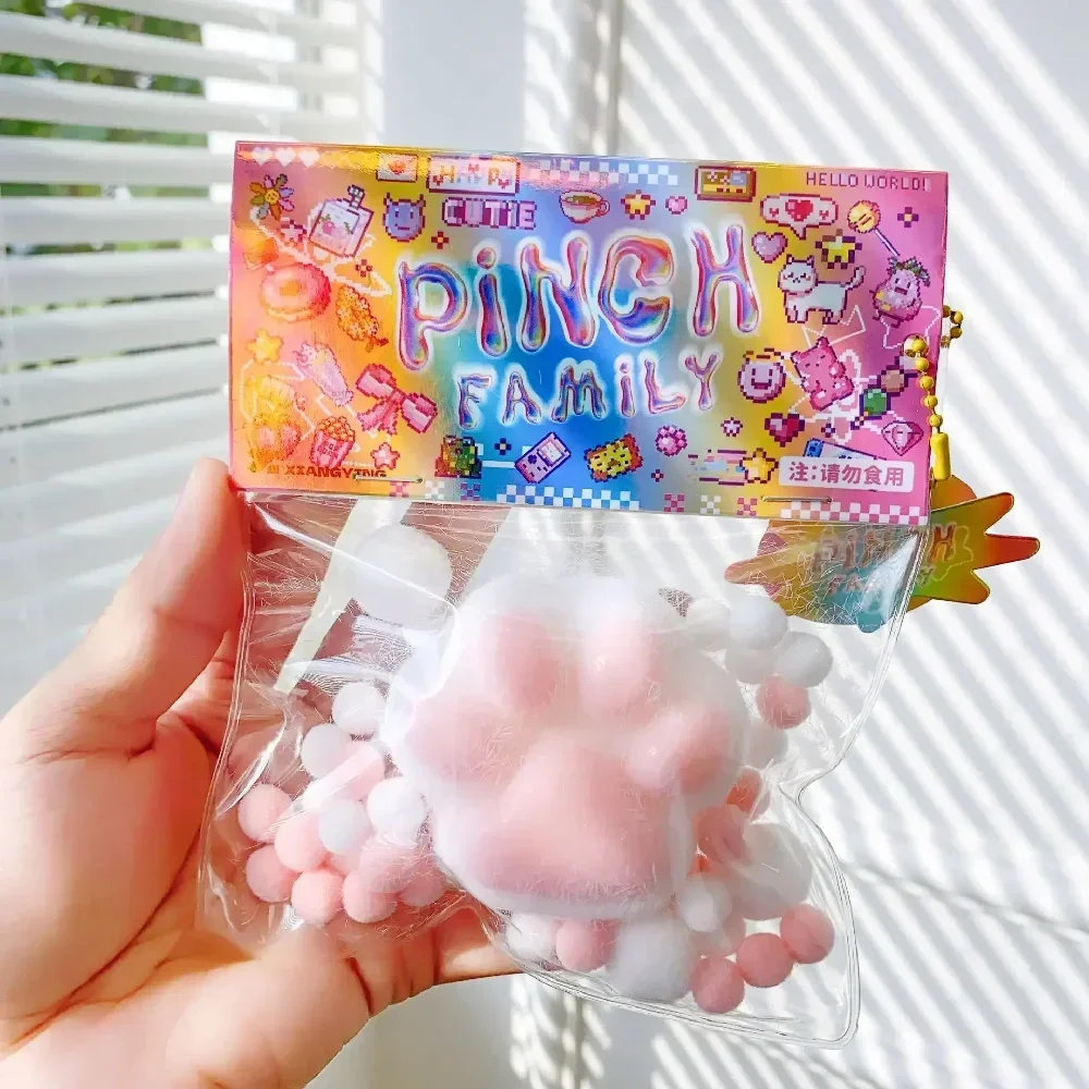 Cat Paw Mochi Taba Squishy Fidget Toy Cute Plush Cat Paw Silicone Slow Rebound Pinch Decompression Toy Stress Release Vent fidget toys plush toys stress relief toys mochi squishy toy