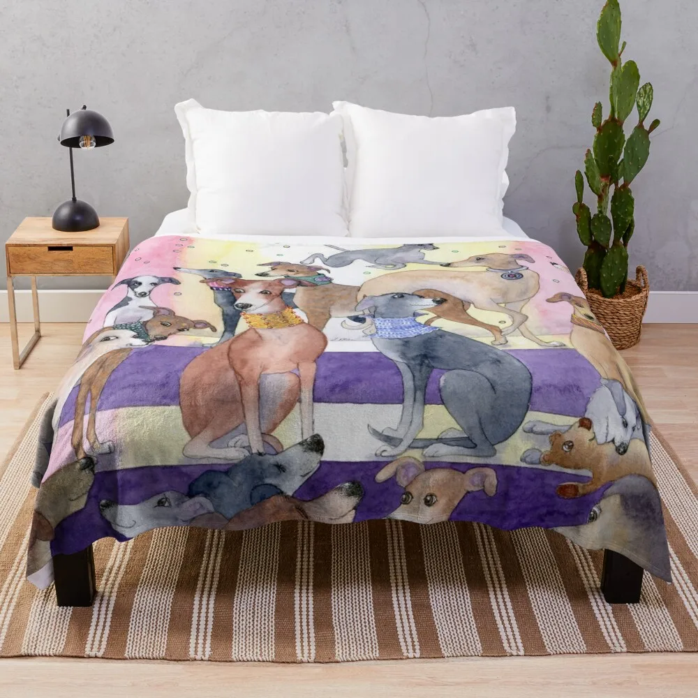 

Who let the pups out at the new neckwear for whippets and greyhounds fashion parade Throw Blanket Vintage Blankets