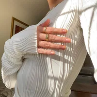 Woman Fashion Casual Ruched Long Sleeve T-shirt Blouses Female White Skinny Cropped Bottoming Shirt 2024 Autumn Y2K Top Clothes 2