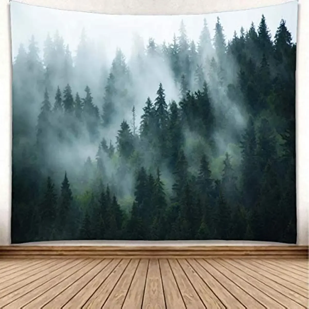 

Wall Hanging Foggy Tree Tapestry Nature Misty Forest Mountain Wall Tapestries Woodland Landscape Backdrop Tapestry