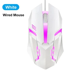 RGB Dual-Mode Wireless Bluetooth 5.2 Silent Gaming Mouse with 6 Buttons (Wired White)