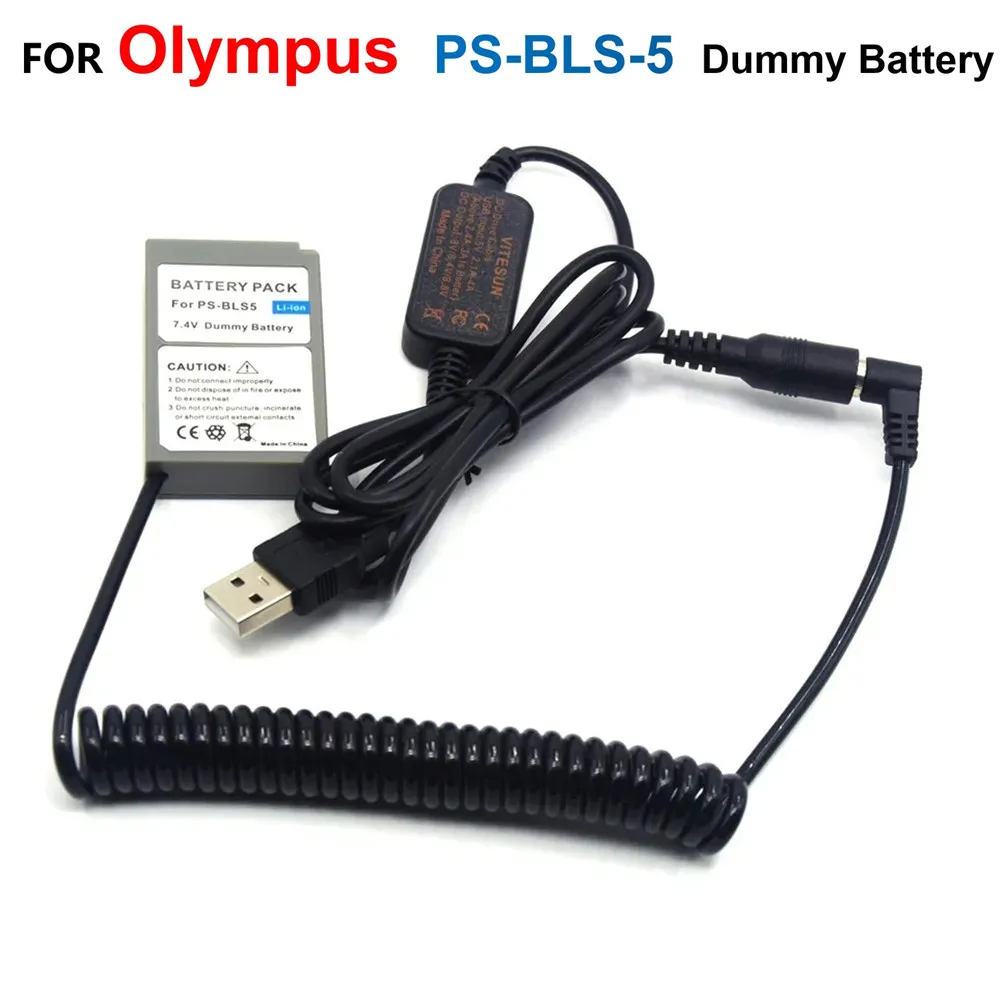 Ps-Bls5 Dummy Battery Bls-5 Spring Maschio Head Accoppiatore Dc + Cavo Usb Power Bank Per Olympus Om-D E-M10 Pen E-Pm2 E-Pl2 E-Pl5 E-Pl7