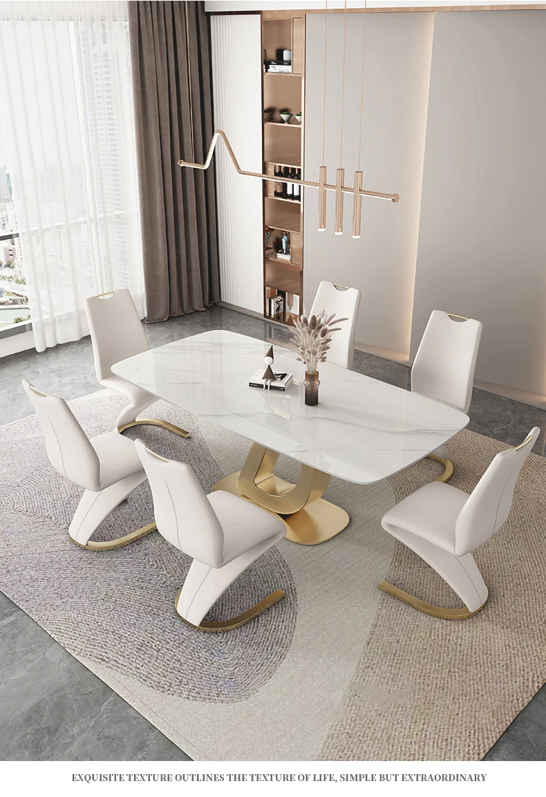 Description Picture 6 of itemSlate Kitchen Table Chairs Center Combination Small Apartment Modern Dining Tables Luxury Muebles Para Hogar Dining Room Set