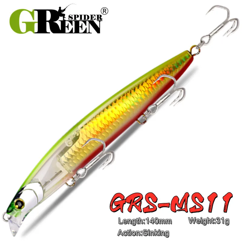 

GREENSPIDER 2023 NEW Sinking Fishing Lure 140SF Short Lip Pencil 140mm 31g Long Casting Saltwater Hard Baits
