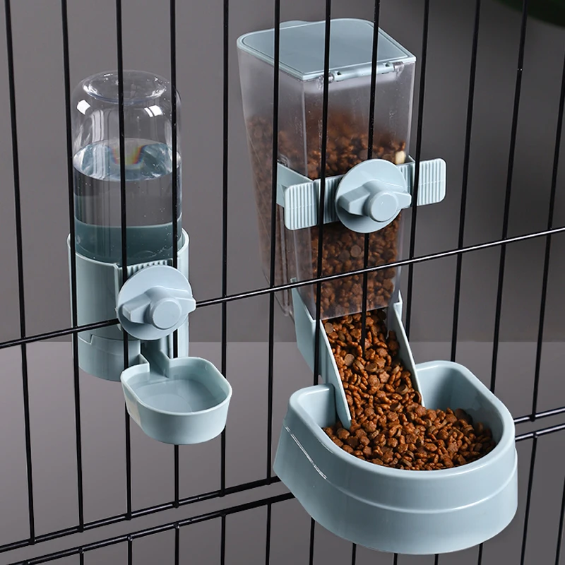 Automatic Pet Feeder Cage Hanging Bowls Pet Water Bottle Food Container Dispenser Hanging Bowl For Puppy Cats Rabbit Feeding