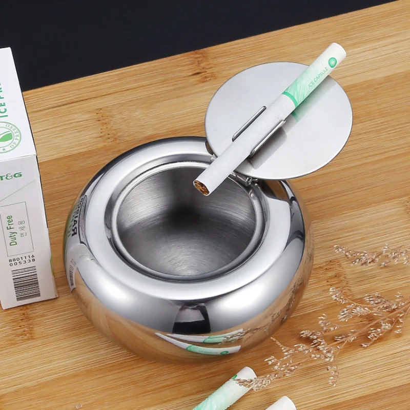 Stainless Steel Ashtray Lid Detachable Outdoor Cigarettes Tray Holder Home Bedroom Office Tabletop Decoration Gift Acc stainless steel ashtray metal ashtray
