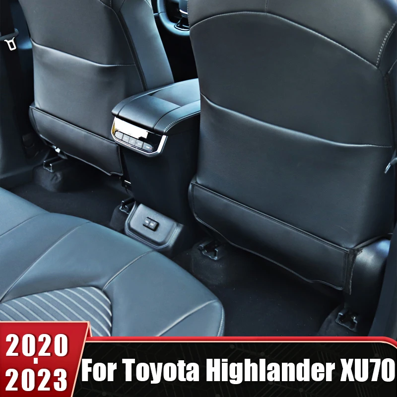 

Leather Car Seat Back Protector Cover For Toyota Highlander XU70 Kluger 2020 2021 2022 2023 Child Anti Dirty Pad Anti kick Mat