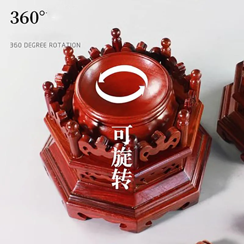 Rosewood-Carved Octagonal Wind Crystal Spherical Base Bracket, Detachable Egg Gourd, Night Pearl Decoration