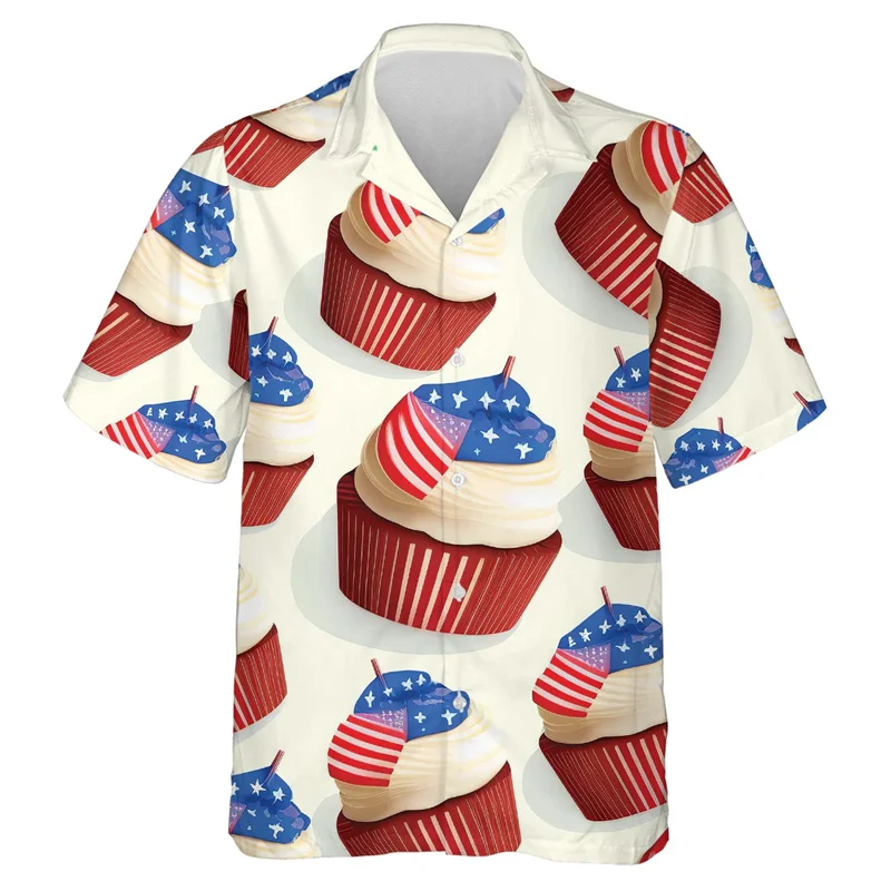 Baking Lover 3D Print Beach Shirts For Men Clothes Cake Chef Short Sleeve Work Uniform Hawaiian Short Sleeve Women Lapel Blouse 4