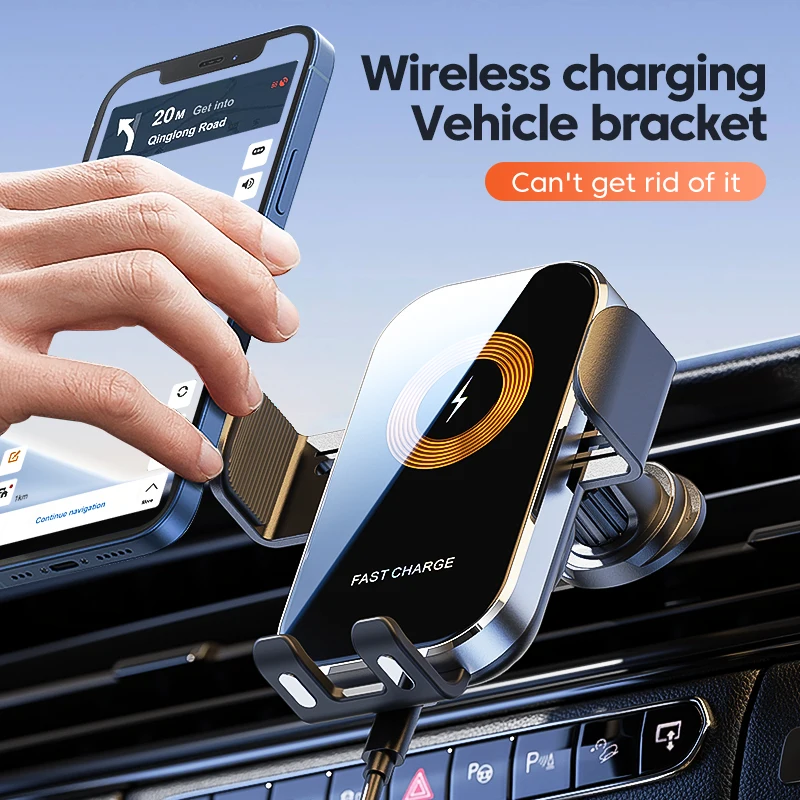 Universal Car Wireless Charger Auto Car Mount Phone Holder Stand 15W Fast Charging For iPhone Xiaomi Samsung Intelligent Sensing 6