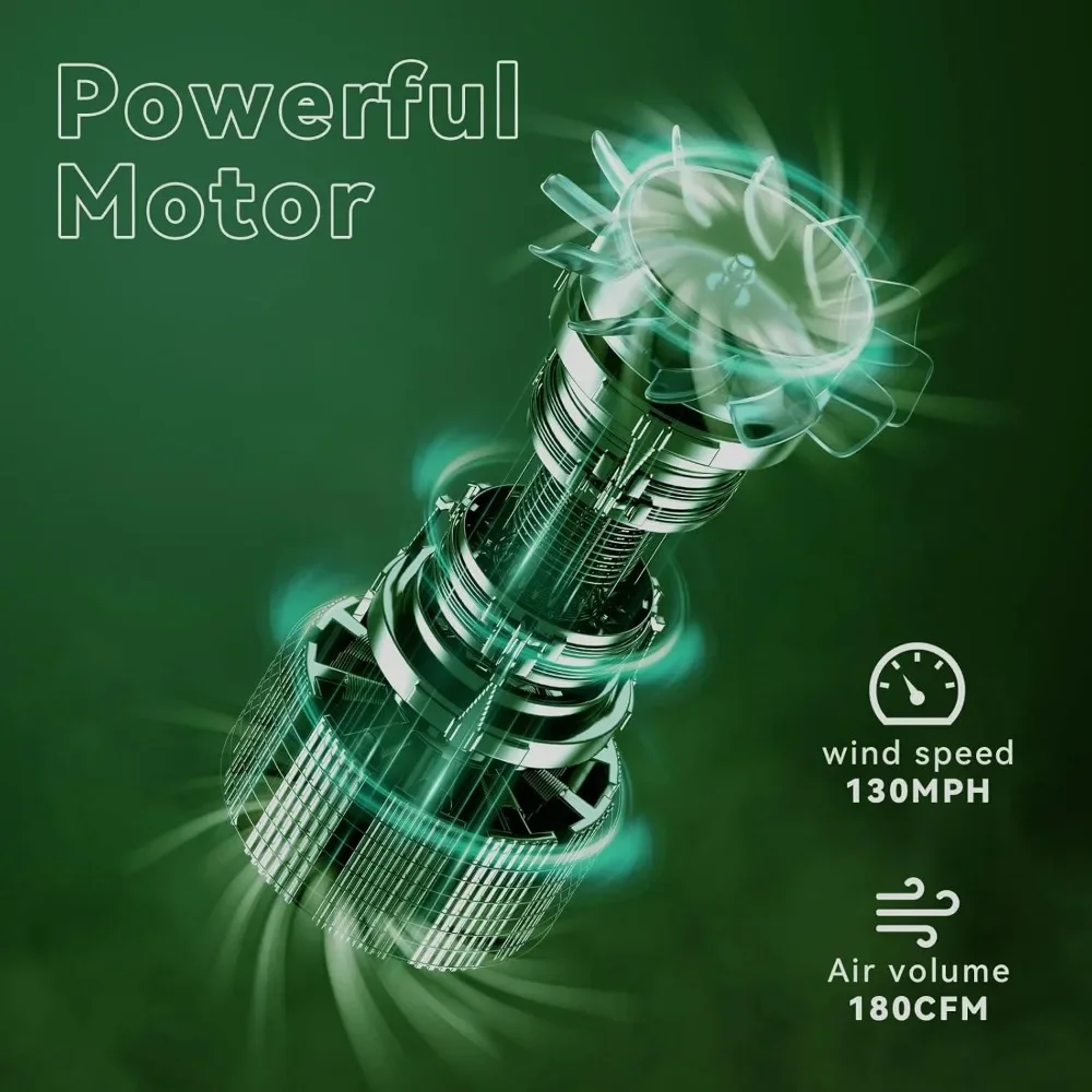 20V Leaf Blower Cordless with 5.0Ah Battery and Charger,135MPH 170CFM with 2 Tube for Car Garden House Depot Green 2