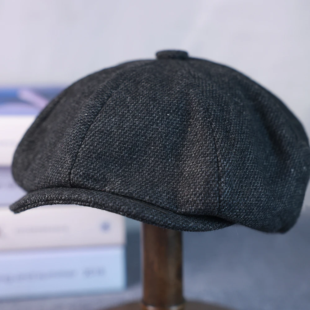 Neue Vintage Herren-Woll-Zeitungsjungenmütze, braun, grün, für Damen und Herren, Baskenmütze, klassische achteckige Wollmütze, lässiger Gatsby-Flachhut 003 – Detail 13