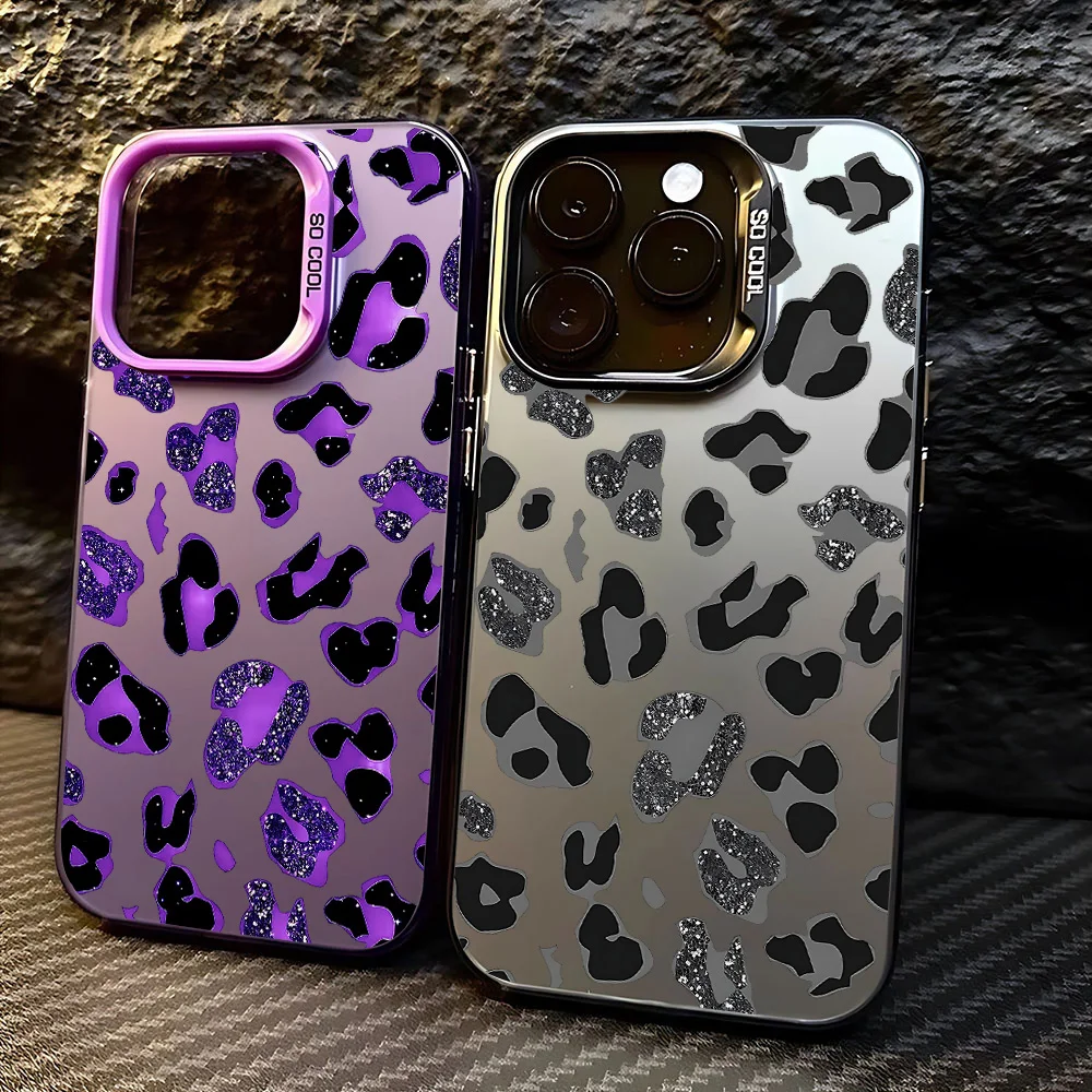 Shiny Colorful Leopard Print Anti-Fall Phone Case