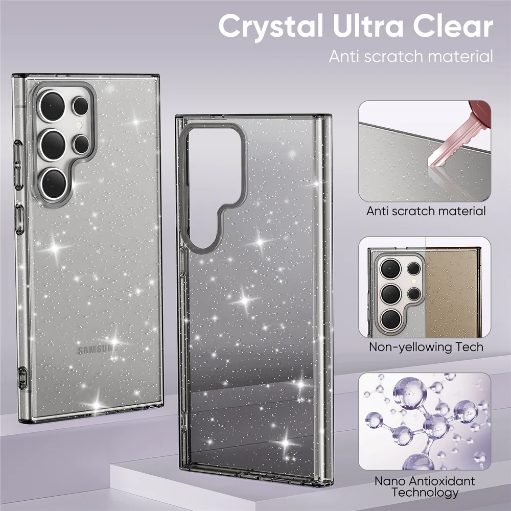 Glitter Transparent Shockproof Acrylic Phone Case - Durable Hard Cover
