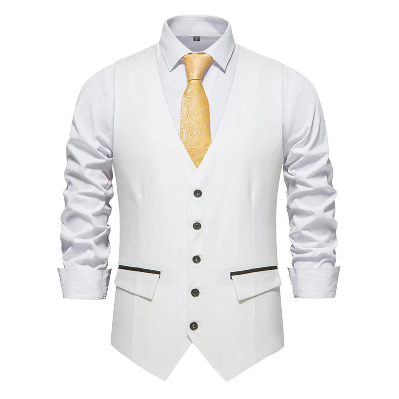 White Single Breasted Dress Vest Men 2022 Brand Slim Fit Sleeveless Vest Waistcoat Men Work Business Wedding Prom Tuxedo Vests
