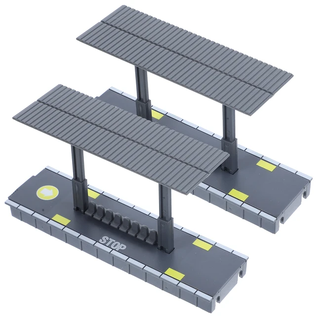 2pcs Station Platform Model Plastic Material DIY Craft Railway Toy Houses Kids Train Scene Building Accessories 3