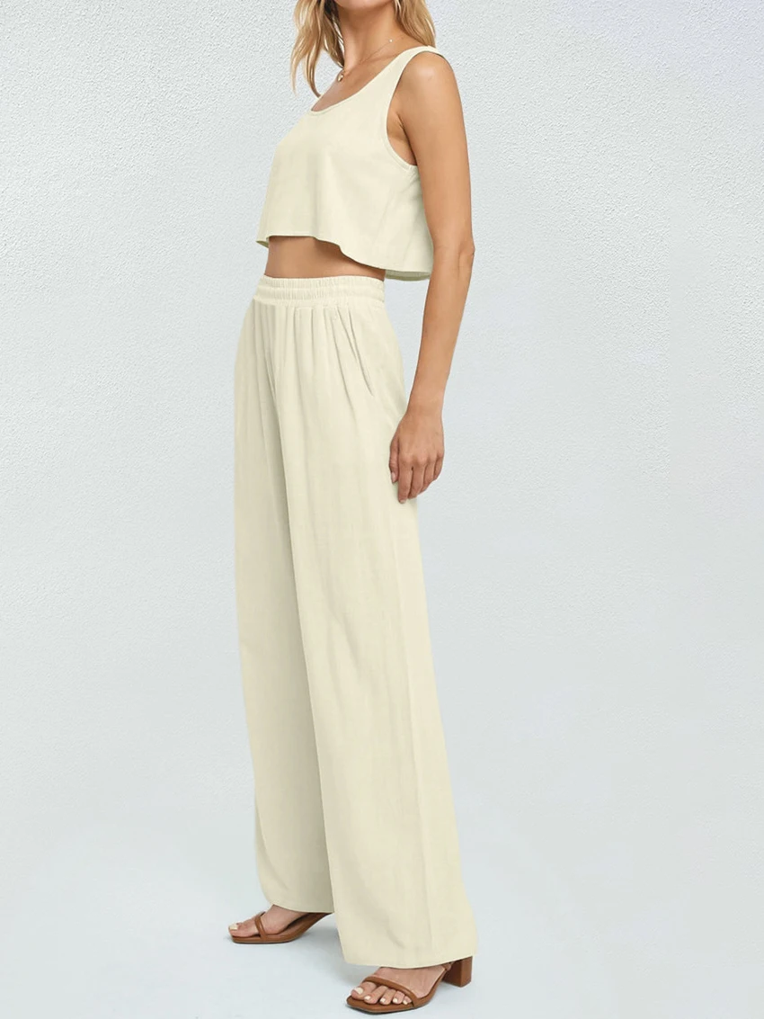 Marthaqiqi New Summer Ladies Sleepwear Set Sexy Tank Tops Pajamas Crop Top Nightgowns Pants Casual Women Nightwear 2 Piece Suit