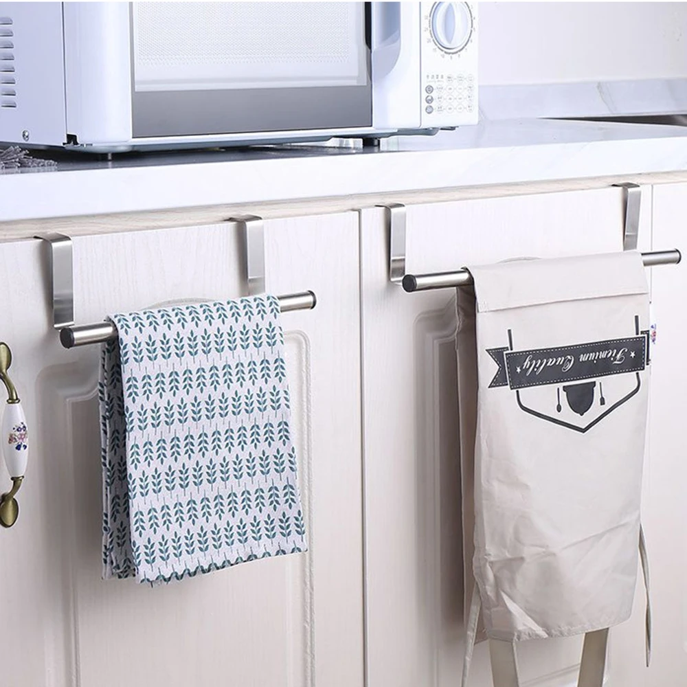 Description Picture 5 of itemPractical Towel Rack Stainless Steel Hanging Holder Over Door Towel Bar Bathroom Kitchen Cabinet Towel Rag Rack Home Accessories