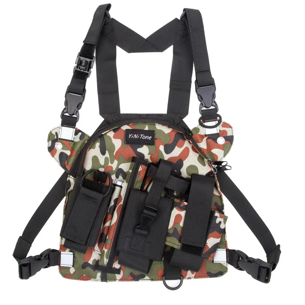 YiNiTone BG-02 Jungle camouflage Universal Radio Chest Harness Bag Pocket Pack Holster  for Two Way Radio