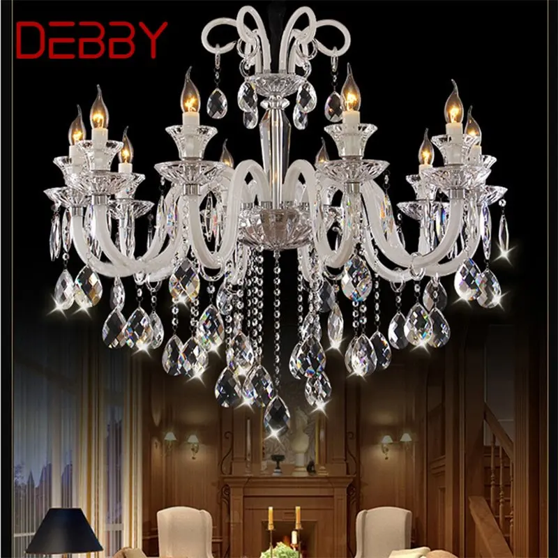 

TEMAR Contemporary Candle Chandelier LED Crystal Pendant Light Fixtures Decorative for Home Hall Villa Parlor