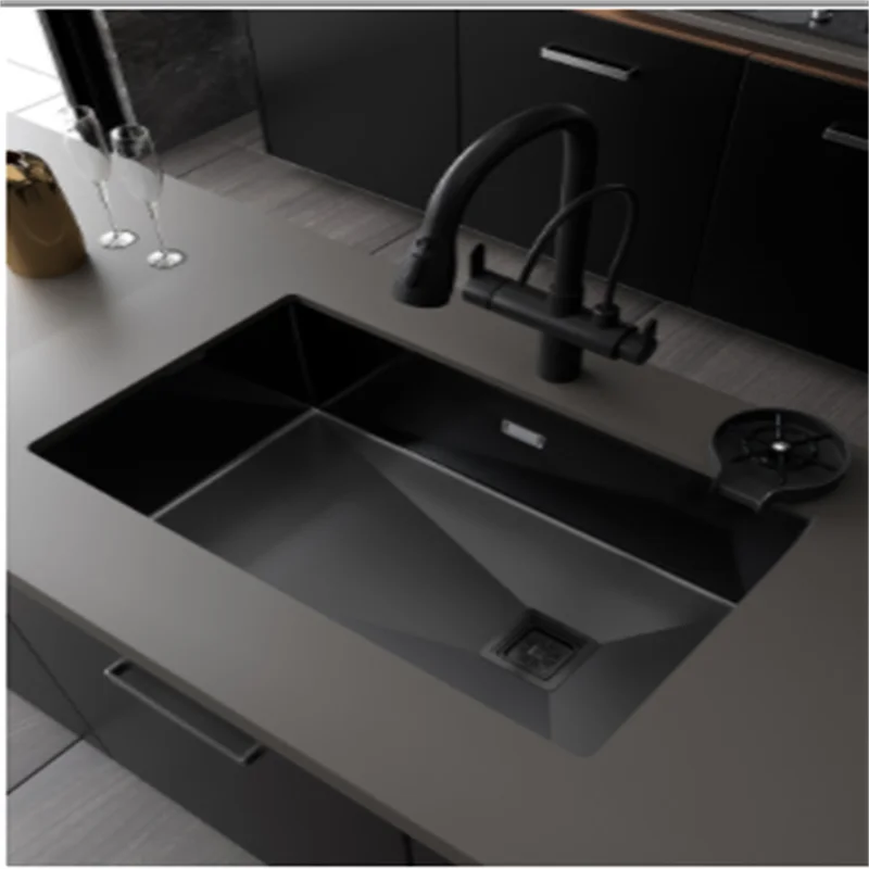 

Black Nano 304 Stainless Steel Handmade Sink Single Sink Kitchen Sink Dishwasher Sink Undercounter Sink Dishwasher Basin