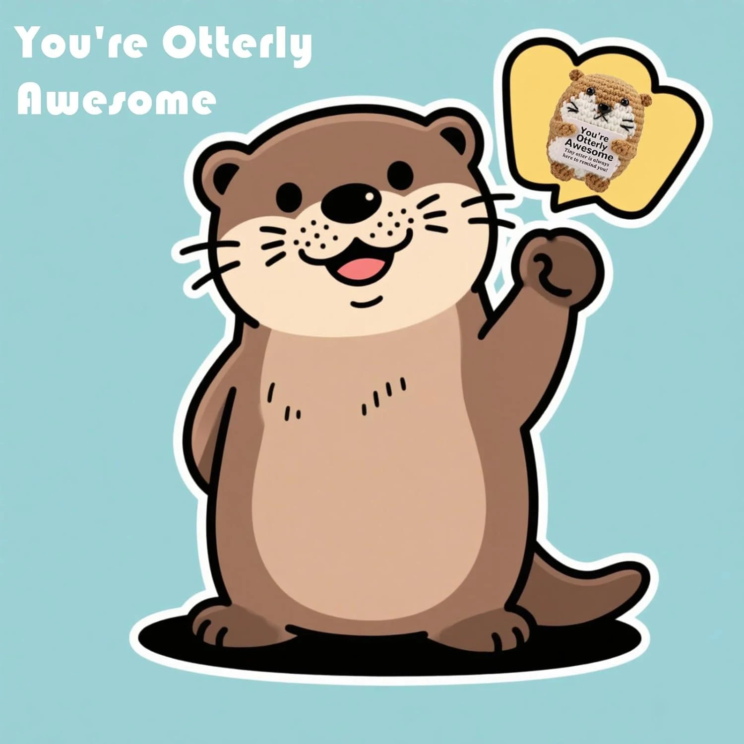 Hand-Knitted Sea Otter Doll with Inspirational Greeting Card – A Thoughtful Gift