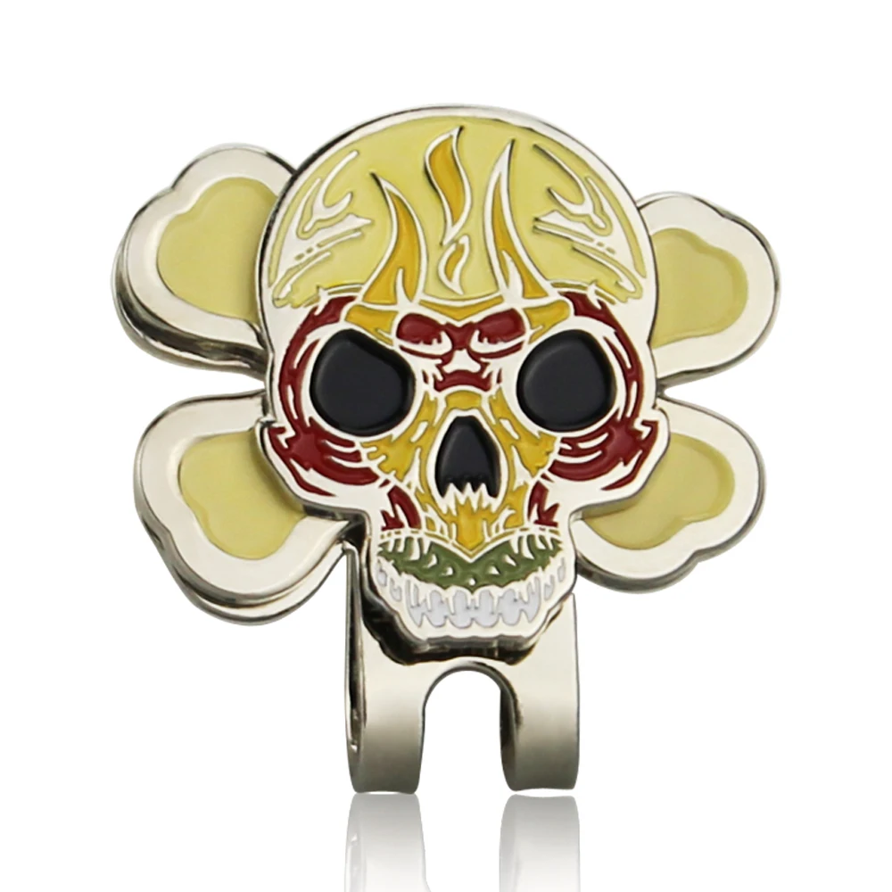 Halloween Skull Golf Ball Mark w Magnetic Golf Hat Clip Cool Design Marker Training Aids