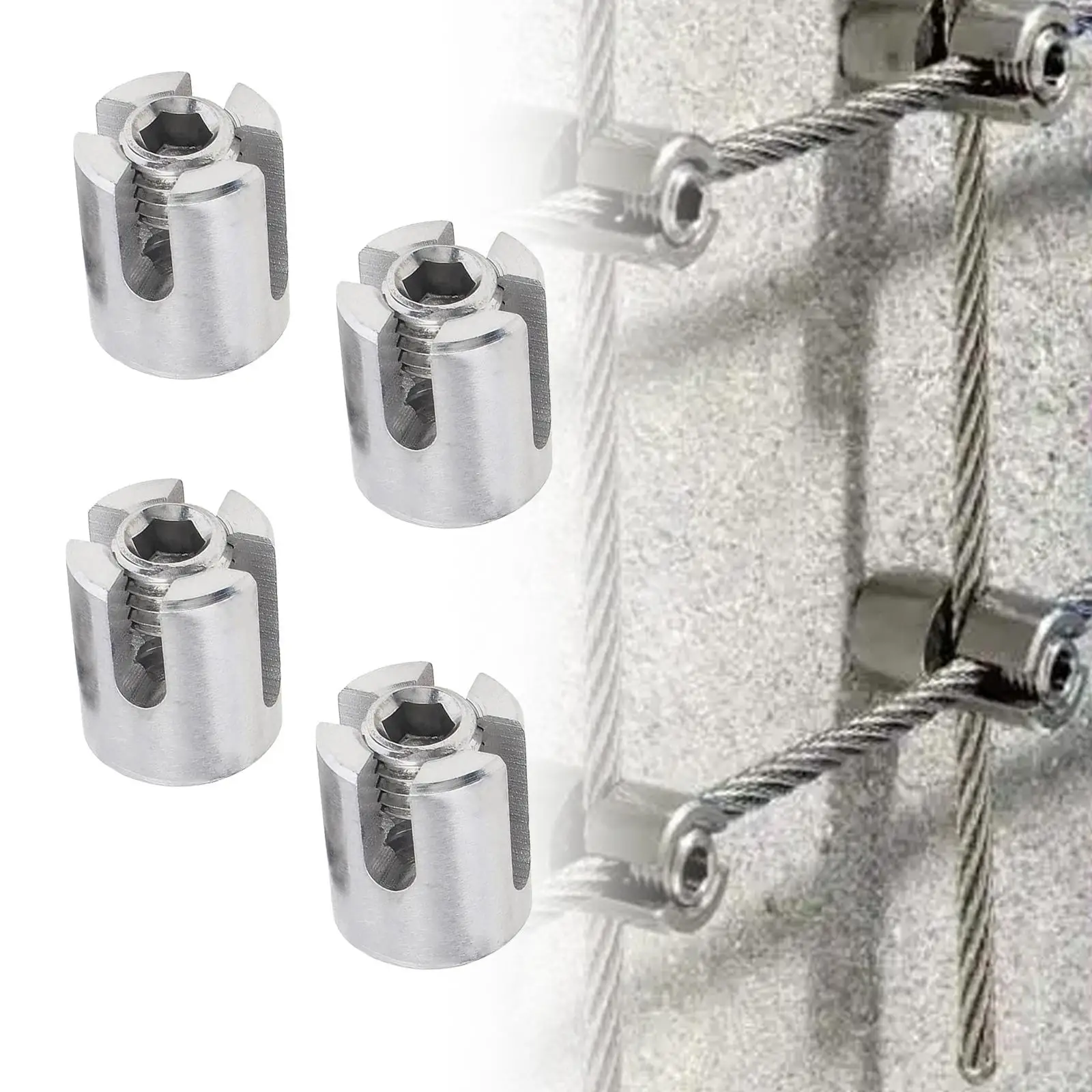 4 Pieces Cross Cable Clamps Wear Resistant Easily Install Heavy Duty Cable Clips Wire Rope Clip for Wall Wire Trellis System