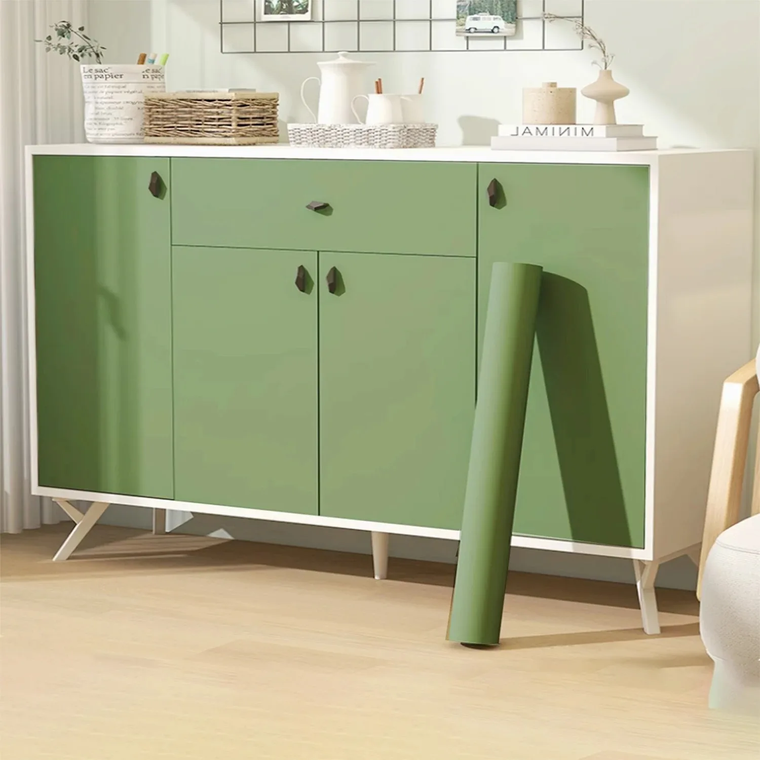 55cm Green Matt PVC Self-Adhesive Film Sticker Thickened Protection for DIY Kitchen Cupboards Tables Wall Renovation Furniture